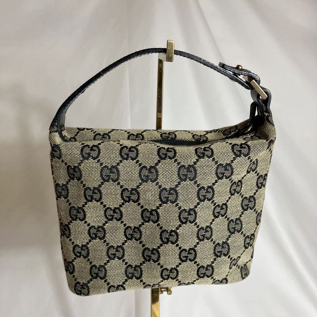 極美品 GUCCI グッチ アクセサリーポーチ キャンバス ミニハンドバッグ-