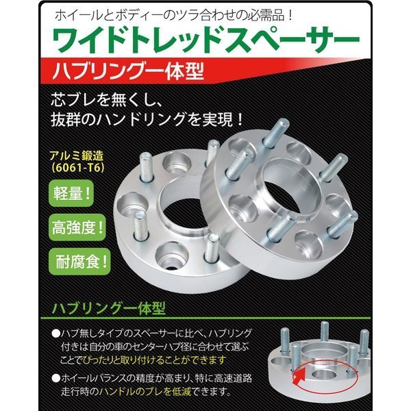 ワイドトレッドスペーサー114.3-4H/5H-P1.25/P1.5-30mm ナット付 ホイールPCD 114.3mm 4穴 5穴 P1.2 P1.5 2枚セット ハブリング付_画像2