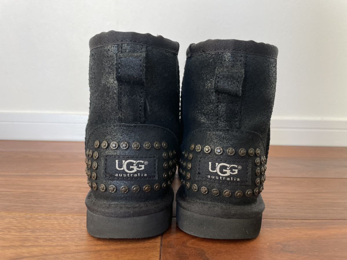 ○UGG アグ○CLASSIC MINI クラッシック ミニ　レザー　ムートン　ショート　ブーツ　レディース US5 22 22.5 黒　ブラック　正規品_画像3