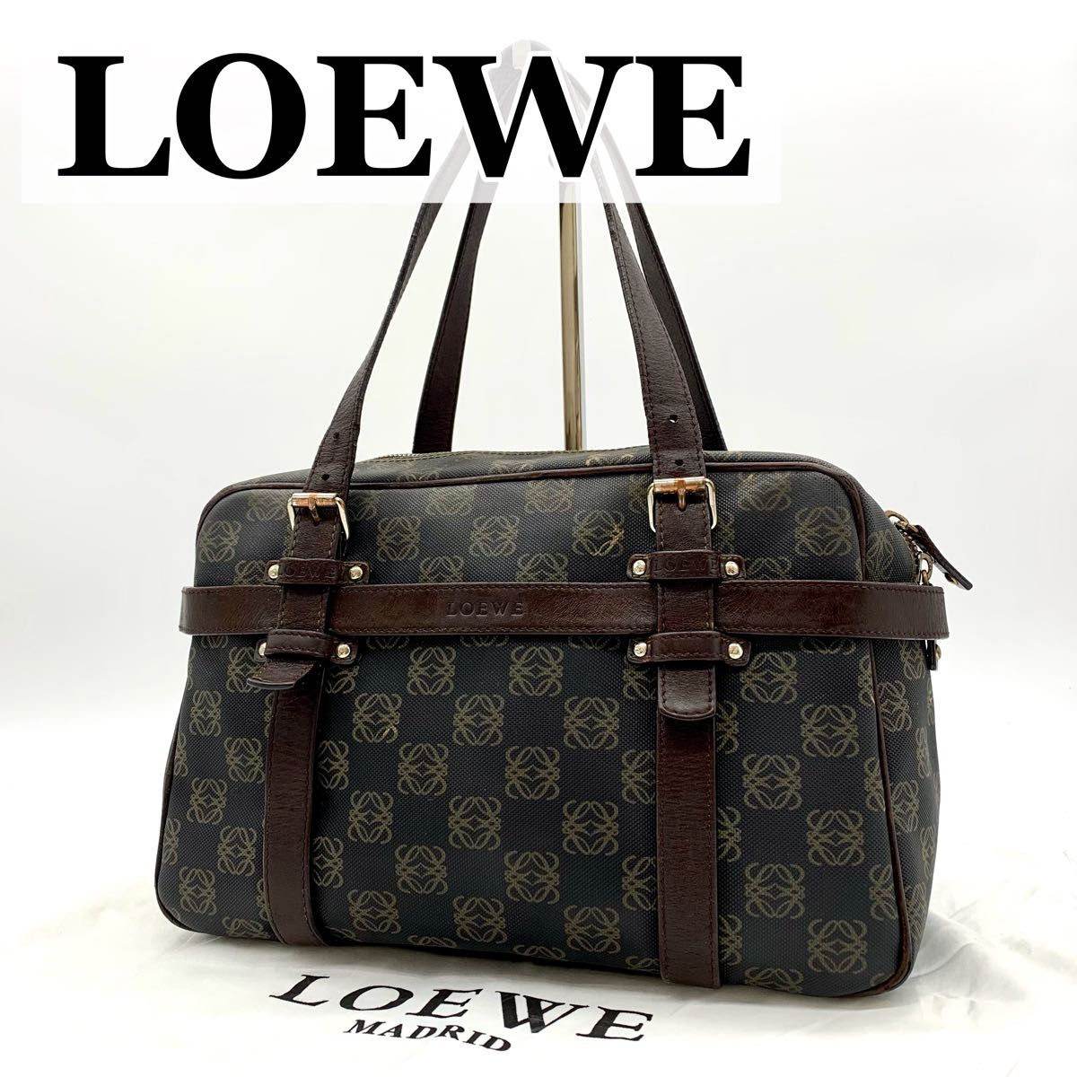 良品】 LOEWE ロエベ アナグラム レザー ボストンバッグ-