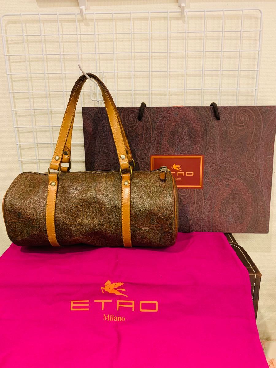 【紙巾着袋付き】ETRO エトロ ミニボストンバッグ ハンドバッグ ペイズリー柄