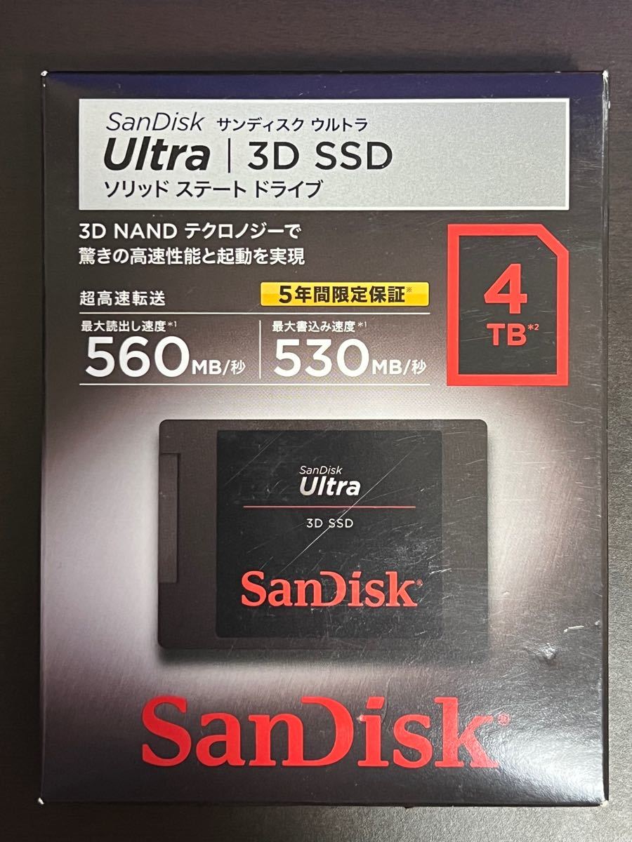SanDisk サンディスク 内蔵SSD 2.5インチ   SSD Ultra 3D 4TB SATA3.0   SDSSDH3-4T00- - 1