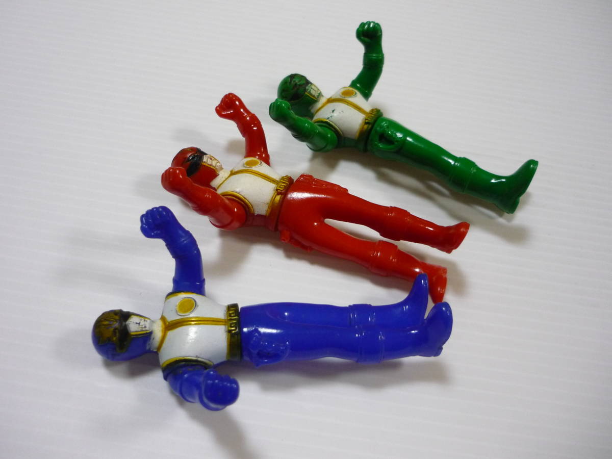 【送料無料】ソフビ 3個セット 五星戦隊ダイレンジャー 当時物 1992 人形 スーパー戦隊 特撮 まとめ 約8cm