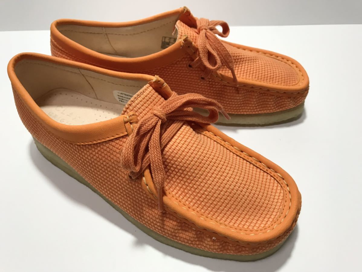 未使用! CLARKS ORIGINALS クラークス オリジナルス WALLABEE ワラビー ORANGE オレンジ オーガニックコットン UK 5D US 7.5M EU 38 CN 235_画像1