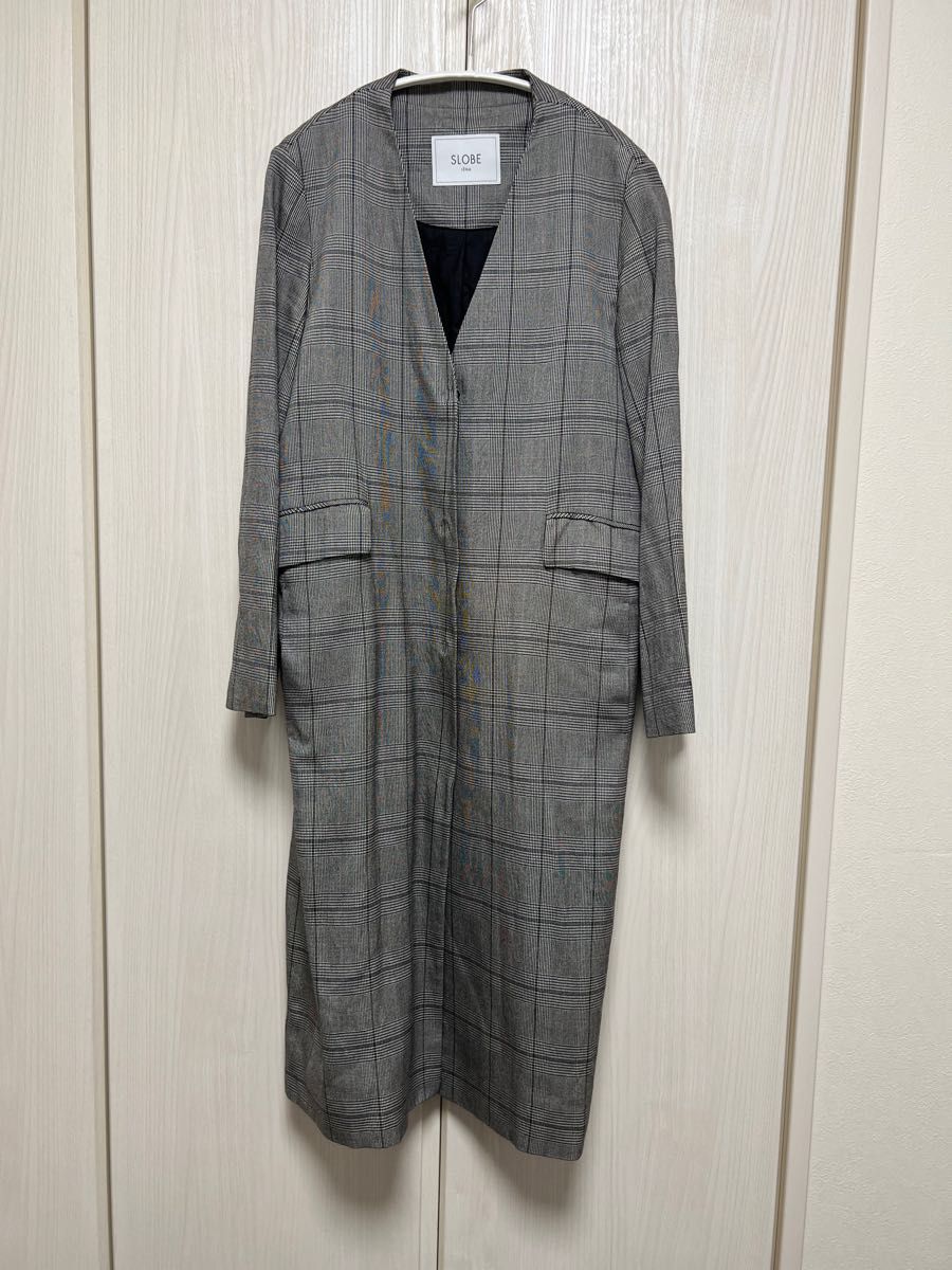 美品】 SLOBE IENA スローブイエナ ノーカラーロングコート 美品】 SLOBE IENA スローブイエナ ノーカラーロングコート