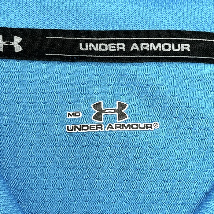 UNDER ARMOUR Under Armor M мужской рубашка-поло спина сетка половина Zip спорт la gran короткий рукав поли 100% голубой × желтый синий 