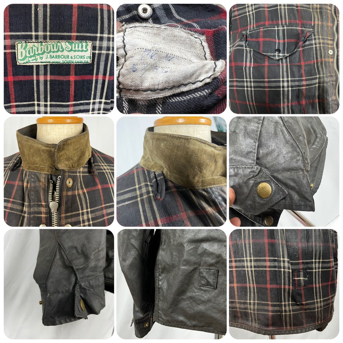 貴重1950s/Vintage Barbour INTERNATIONAL/ヴィンテージ バブアー インターナショナル セットアップ/白タグ/C40/C42/ライトニングジップ