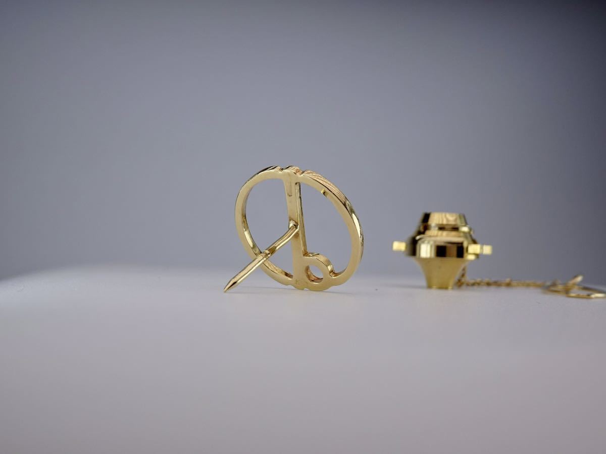 ダンヒル　１８Ｋ　ネクタイピン　タイピン　タイタック　ラペルピン　DUNHILL サークル　金　dロゴ　キャッチはブラス