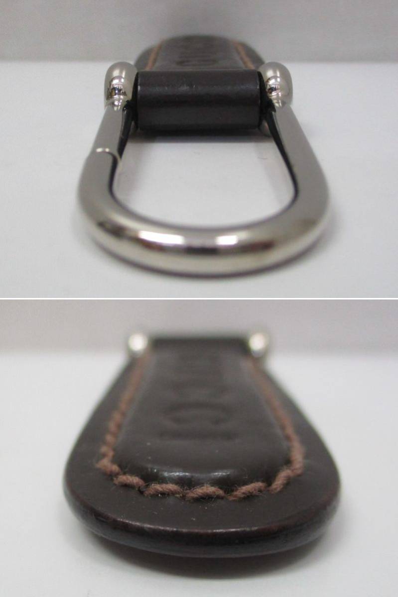 [M] GUCCI Gucci key ring key holder silver × dark brown ( scorching tea ) box equipped 