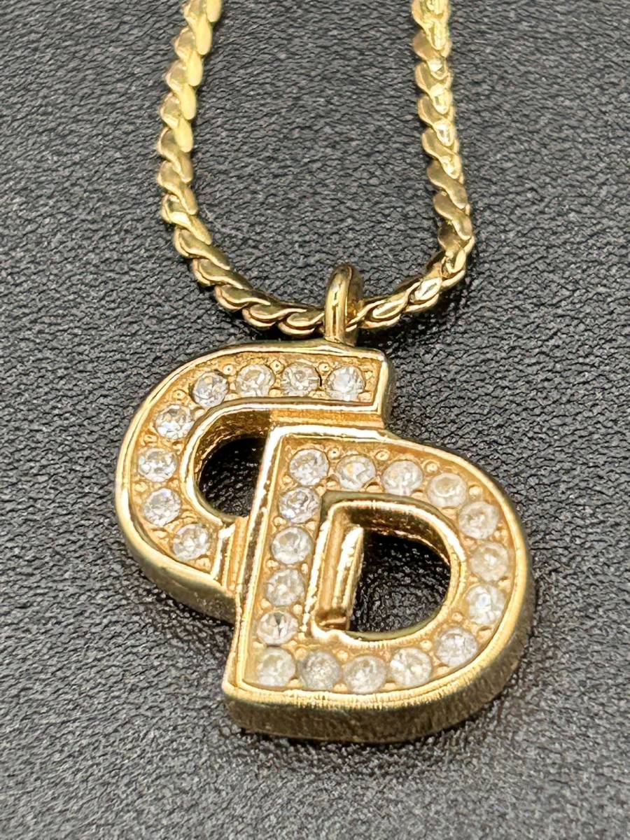 超 ディオール Christian Dior CDロゴ ネックレス GP ゴールド