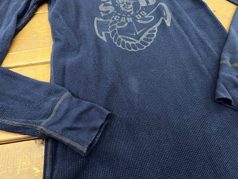 *Pherrow\'s/ Fellows морской принт вафля термический внутренний футболка sizeXL мужской темно-синий × серый индиго голубой *