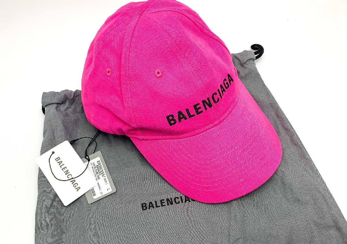 BALENCIAGA バレンシアガ ロゴ刺繍 ピンク キャップ 帽子 サイズL(58cm