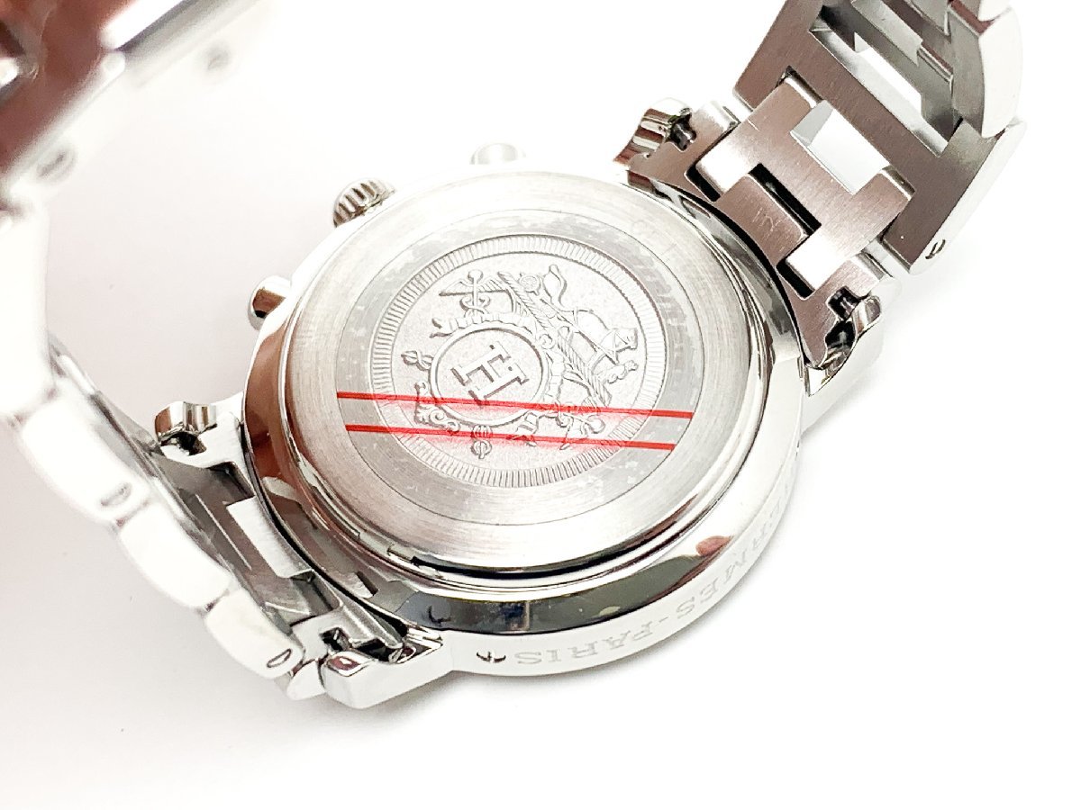 HERMES エルメス クリッパー クロノ 白文字盤 CL1.310 ボーイズ ステンレス 腕時計 クオーツ QZ 電池式