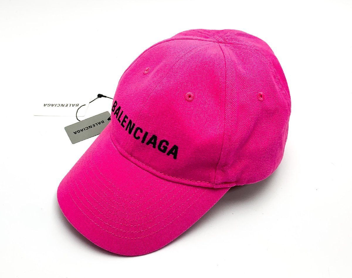 BALENCIAGA バレンシアガ ロゴ刺繍 ピンク キャップ 帽子 サイズL(58cm 