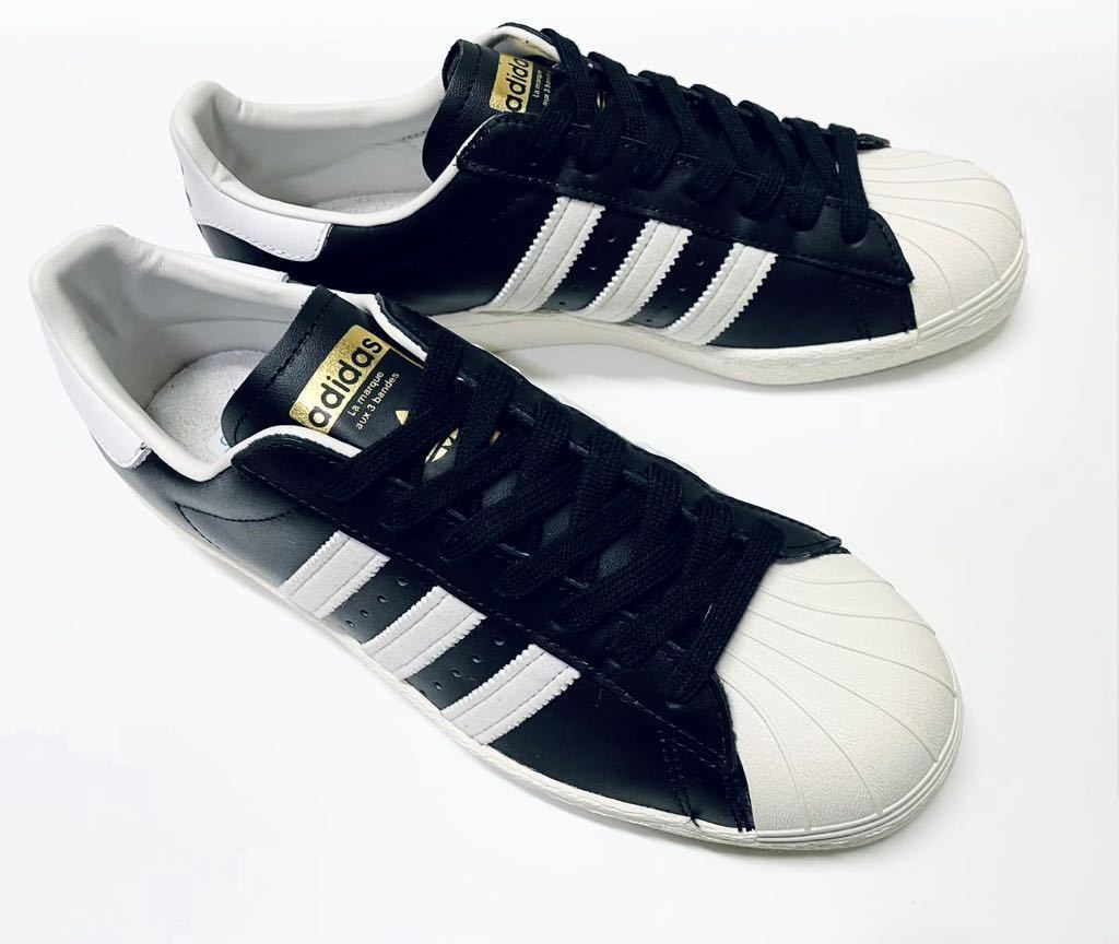 デッド!! 新品 希少 19年 adidas SUPERSTAR 80s アディダス スーパースター 80s ブラック ホワイト 黒 × 白 us 8 / 26 ㎝_画像4