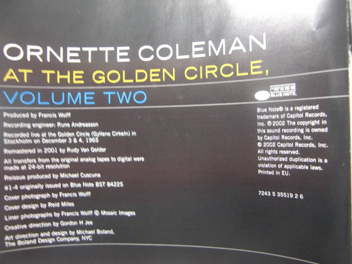 The Ornette Coleman Trio オーネット・コールマン/At the Golden Circle Stockholm Vol.2 - David Izenzon - Charles Moffett - BLUE NOTE_画像5