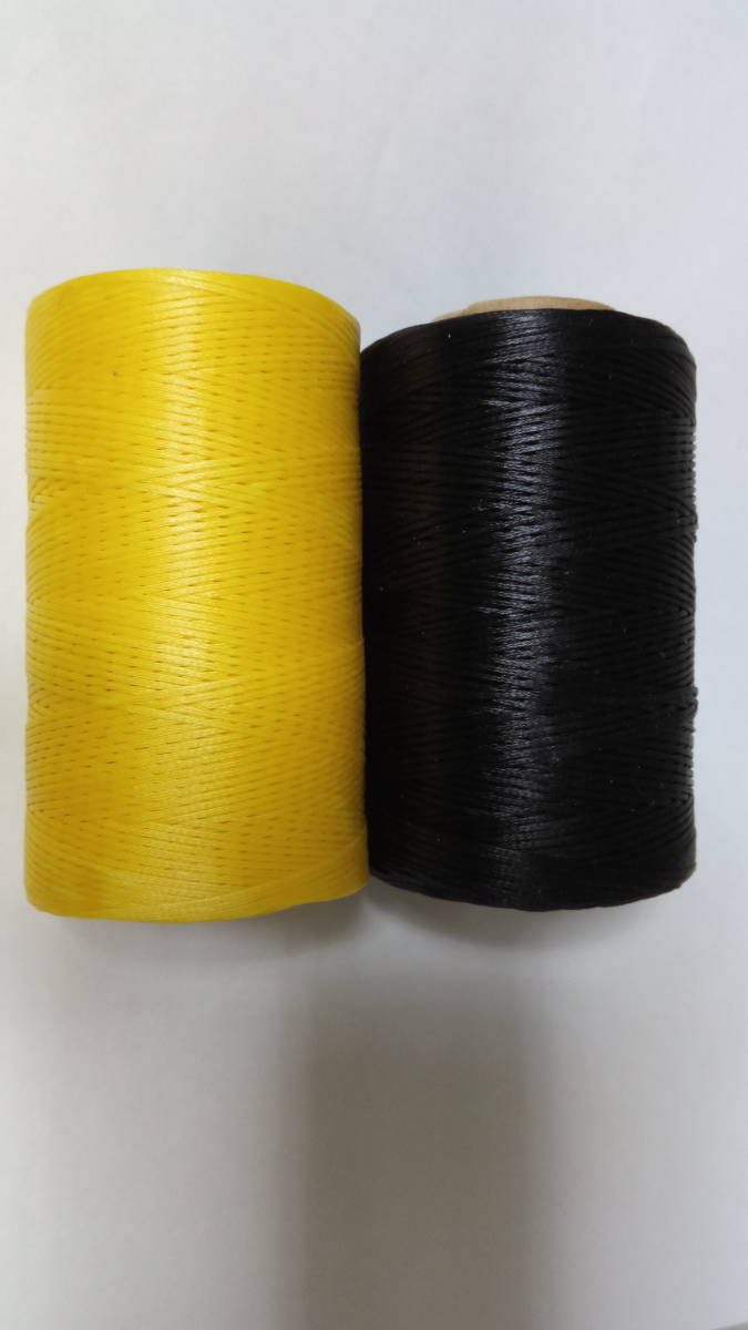 送料無料 蝋引き糸 ロウ引き糸 黒色、黄色2個セット　ワックスコード 革 レザークラフト_画像2