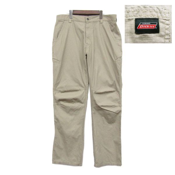 サイズ W36 L34 ケニア製 ディッキーズ Dickies コットン ワーク ペインター パンツ ベージュ 古着 2N0392_画像1