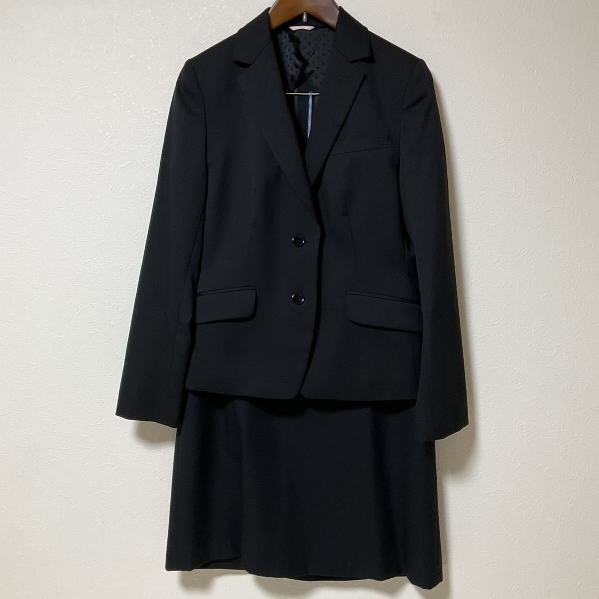 【超美品】n-line by nozomi スカートスーツ 13 就活 OL 面接　黒　大きいサイズ　通年 レディースファッション スーツ、フォーマル