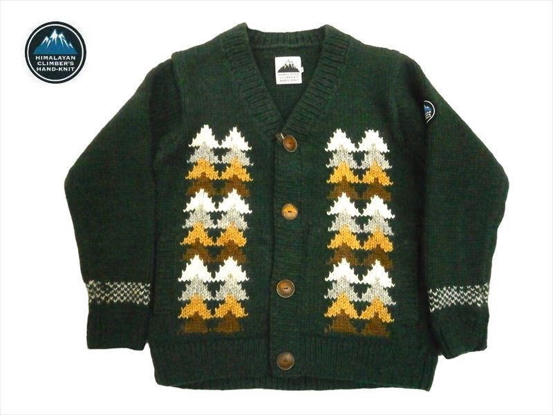 HIMALAYAN CLIMBER'S HAND-KNIT/ヒマヤラン・クライマーズ・ハンドニット HCK-F36 手編み ジャガード カーディガン グリーン M 新品