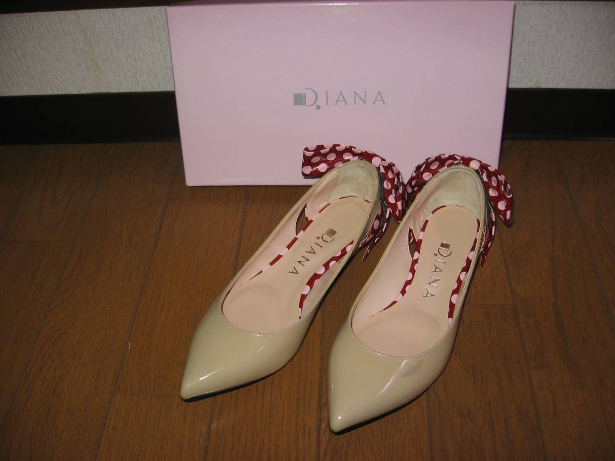 * прекрасный товар! Diana. . лента Flat туфли-лодочки 21.5cm оттенок бежевого *
