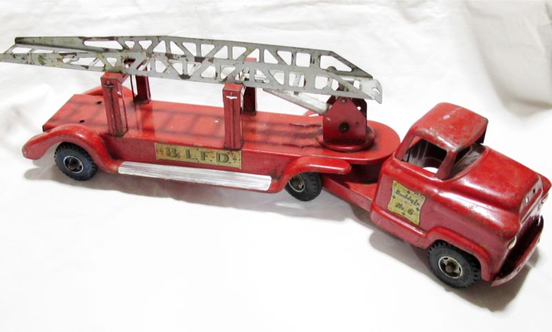 USA1940~50 period Vintage huge fire-engine |Buddy-Lbati- L | ladder wheel moveable | rare goods 