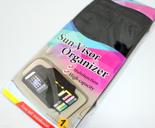 サンバイザーオーガナイザー カード チケット ペン スマホ iphone ホルダー サンバイザに取り付けるだけ　簡単　小物入れ　カー用品　通販_画像1