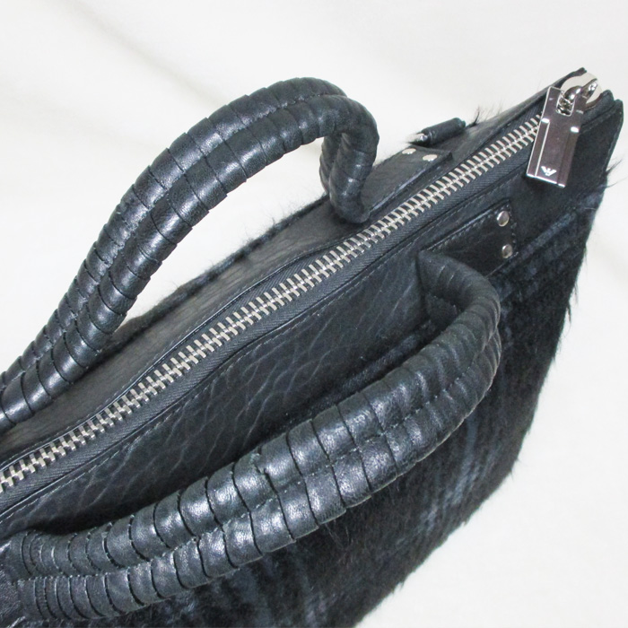 EMPORIO ARMANI Emporio Armani Boston bag length of hair campus × leather black group handbag 
