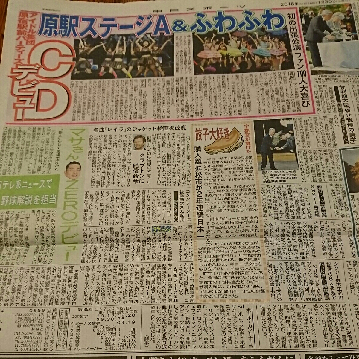 2016.1/30新聞記事 原駅ステージA ふわふわ_画像1