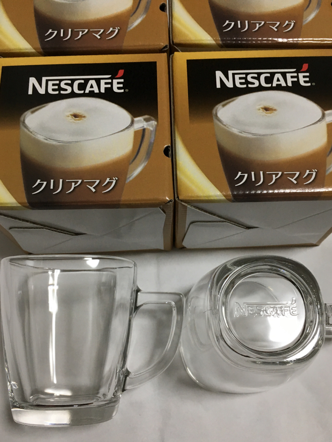 nes Cafe clear mug 6 piece set varistor new goods unopened NESCAFE