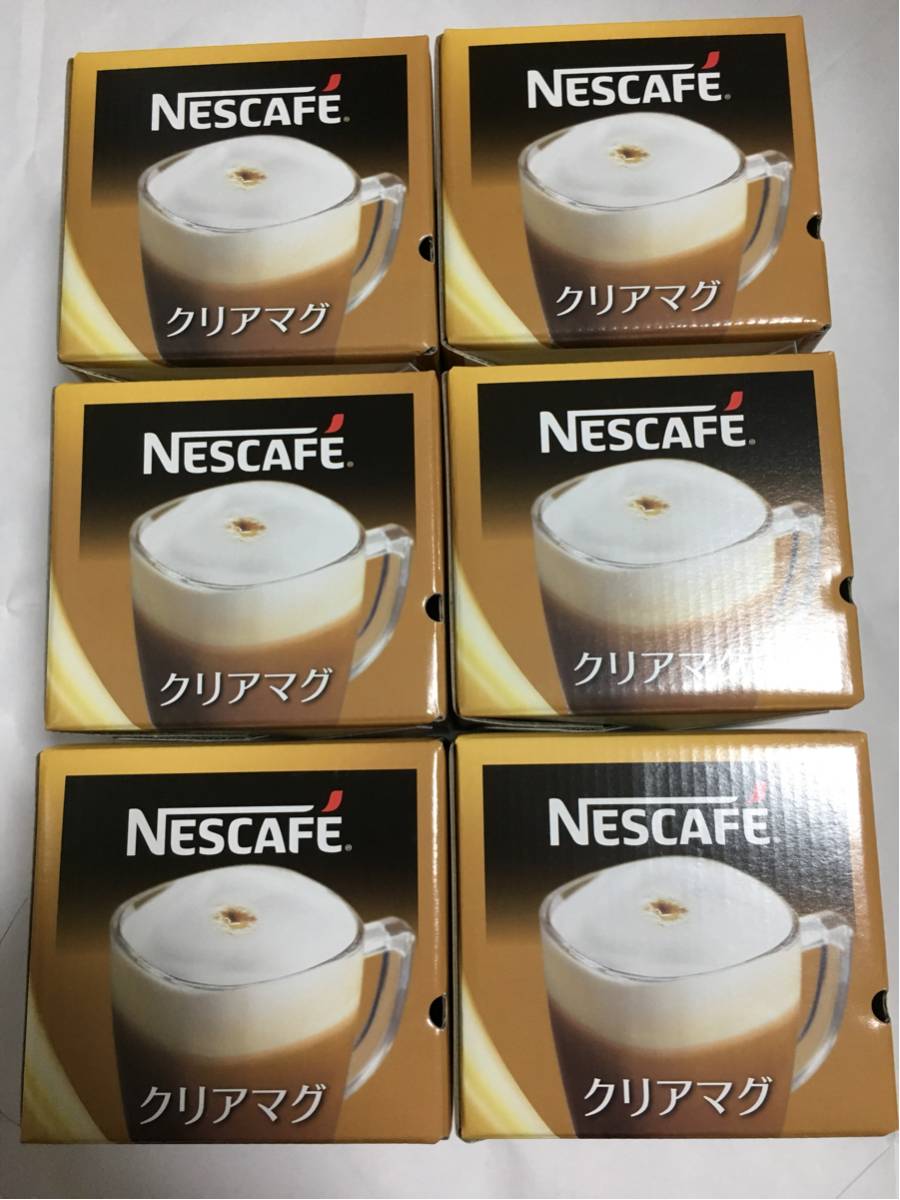 nes Cafe clear mug 6 piece set varistor new goods unopened NESCAFE