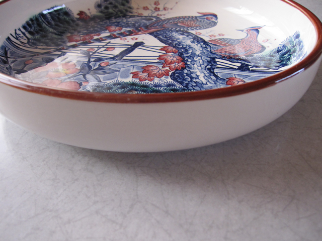 昭和 レトロ　大皿　盛り皿　果物皿　松 　梅　椿　孔雀　クジャク　鳥　和食器　_画像4