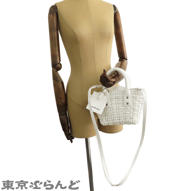 101636189 バレンシアガ BALENCIAGA ビストロ XXS 2WAY ハンドバッグ バスケット ホワイト レディース 678028_画像8
