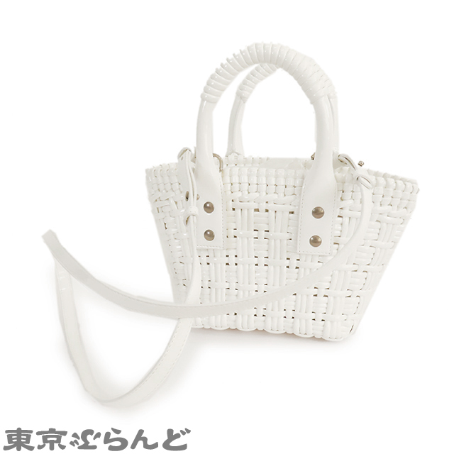 101636189 バレンシアガ BALENCIAGA ビストロ XXS 2WAY ハンドバッグ バスケット ホワイト レディース 678028_画像2