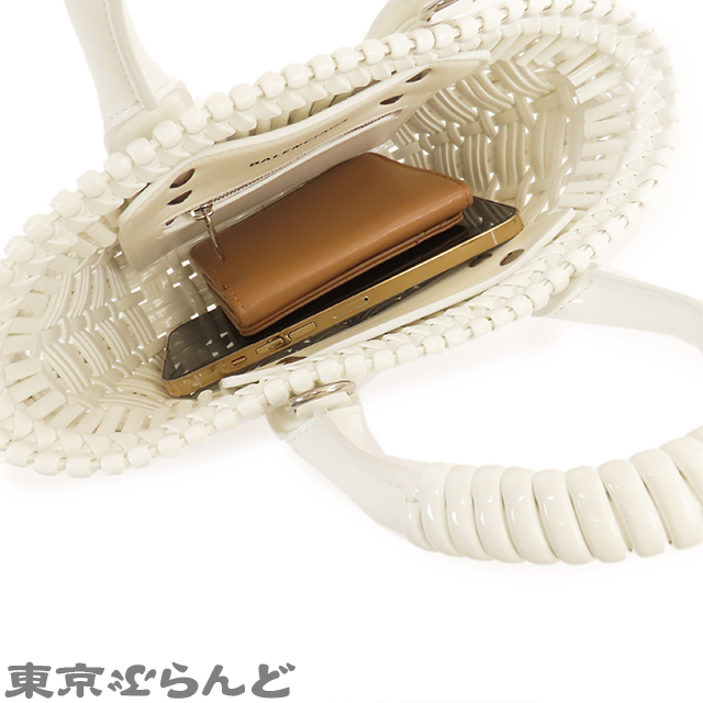 101636189 バレンシアガ BALENCIAGA ビストロ XXS 2WAY ハンドバッグ バスケット ホワイト レディース 678028_画像6