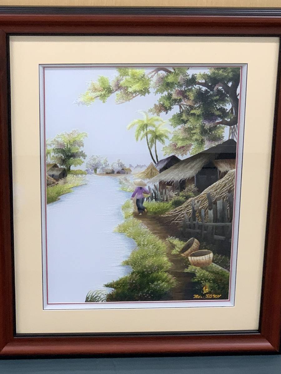 ベトナム刺繍絵 Vietnamese Countrysaide www.dinh.dk