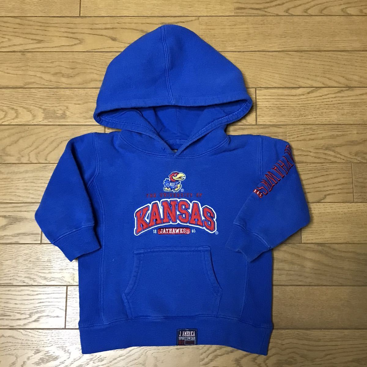 NCAA KANSAS JAYHAWKS KID’S HOODIE size-M(着丈36身幅40) 中古(美品) 送料無料 NCNR_画像1