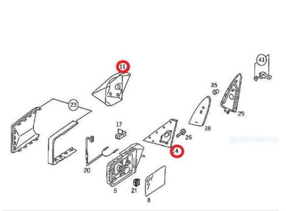  Mercedes * Benz W124 W201 right steering wheel car right ( driver`s seat side ) door mirror Raver cap inner seal attaching (48)