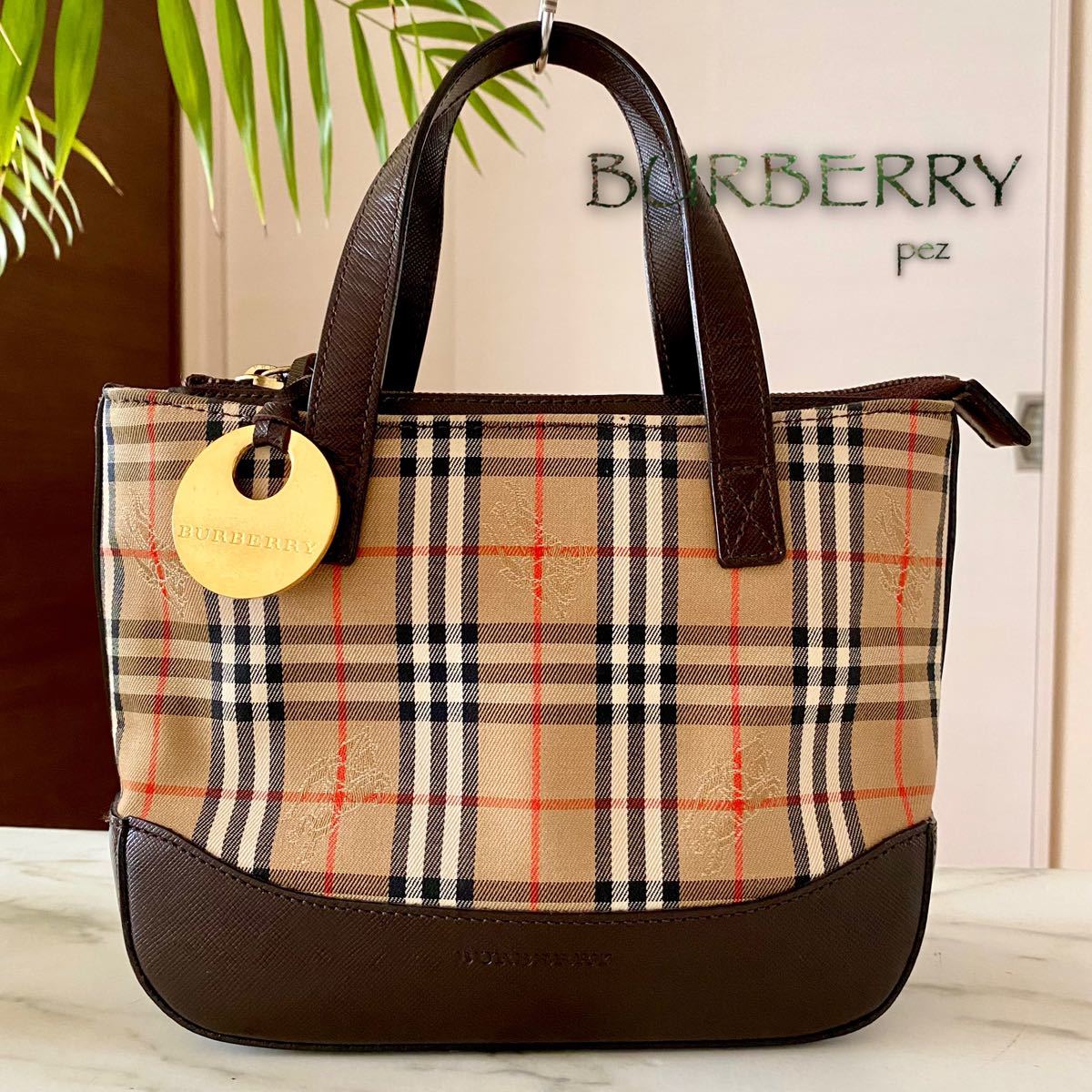 極美品 正規品 BURBERRY バーバリー レザートートバッグ＊ノバチェック