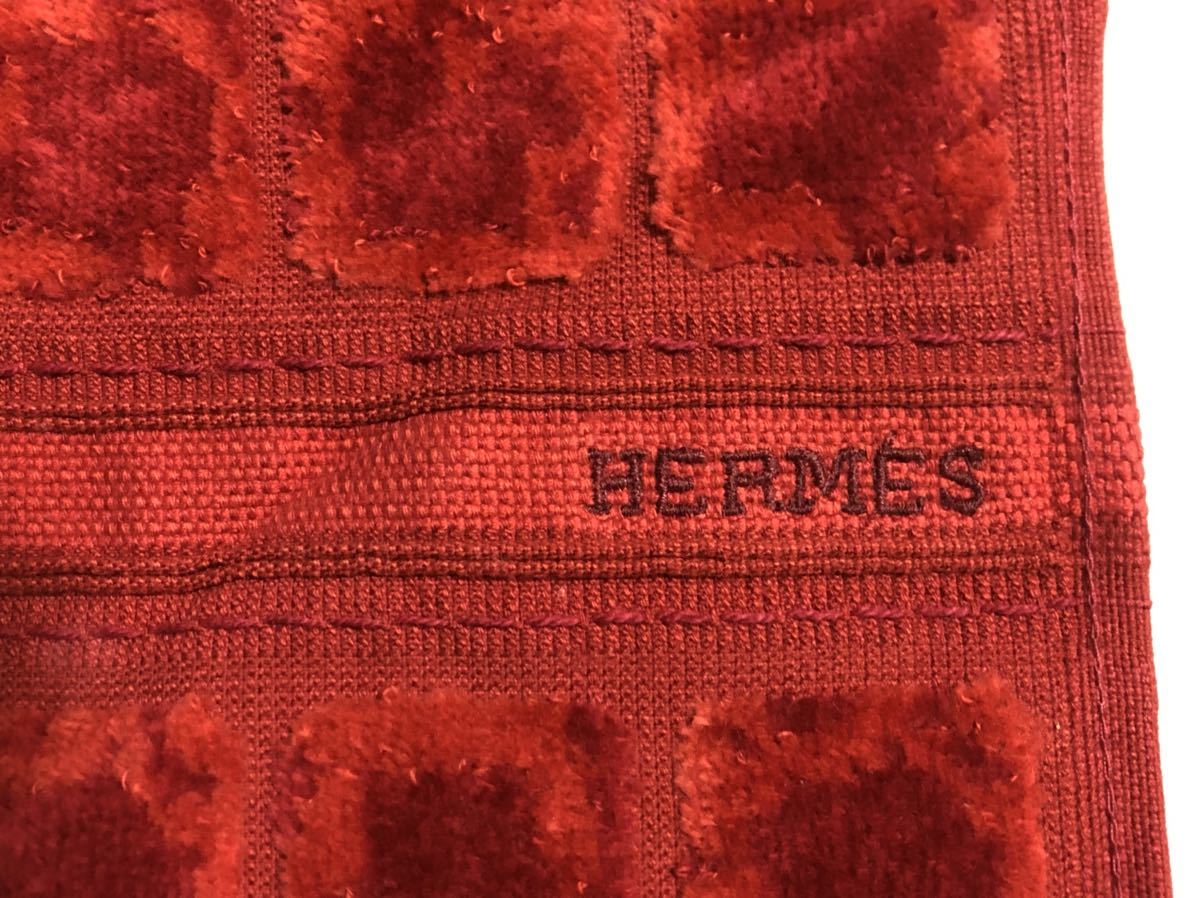 タグ付き未使用 銀座メゾンエルメス 限定 HERMES タオル エルメス レッド系カラー 箱 付属 エルメスジャポン デッドストック品