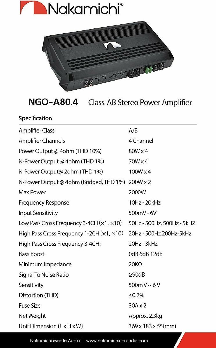 #USA Audio# Nakamichi Nakamichi NGO series NGO-A80.4 4ch Max.2000W * with guarantee * tax included 