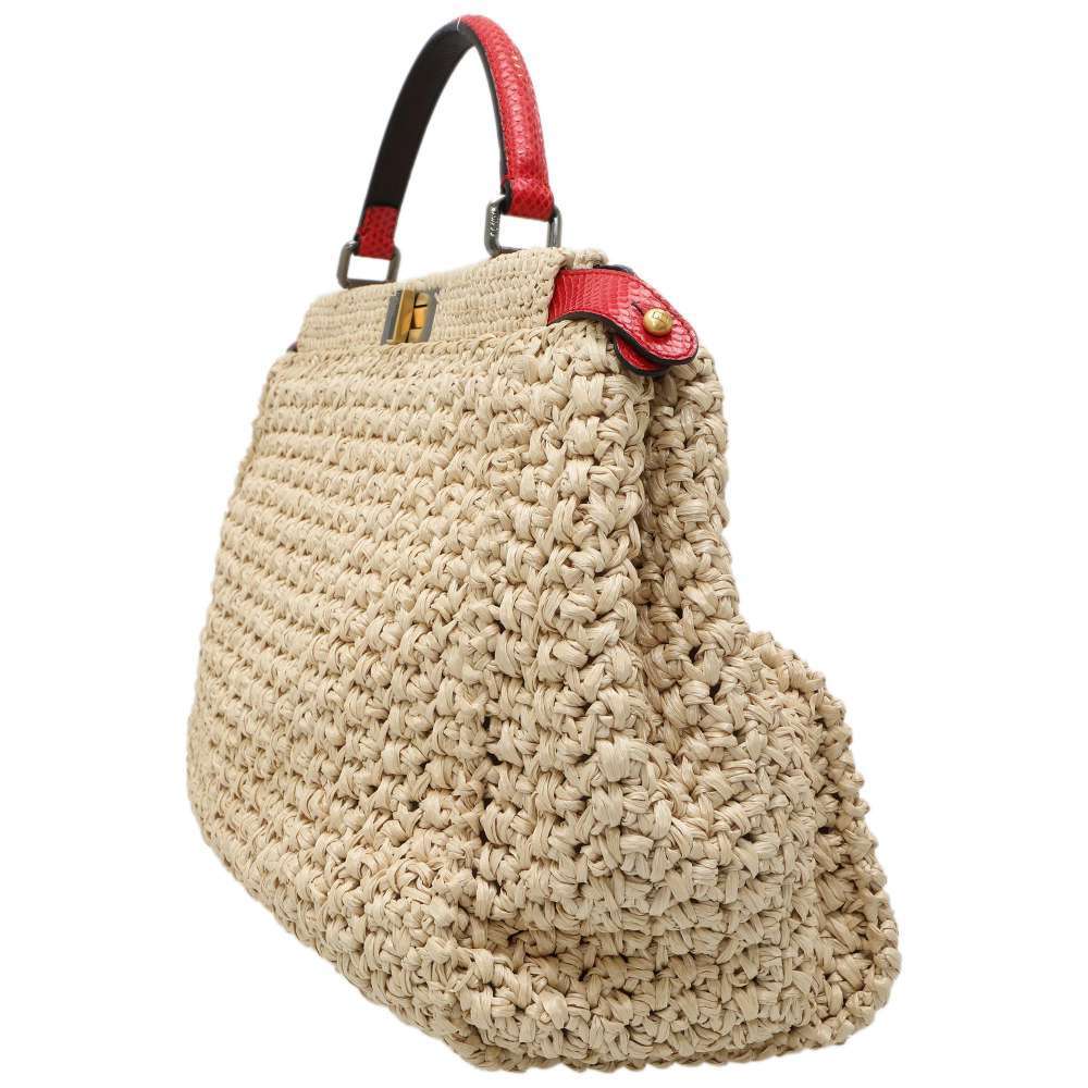 フェンディ ハンドバッグ ピーカブー ラージ パイソン ラフィア 8BN210 FENDI バッグ 2wayショルダーバッグ 【安心保証】_画像2
