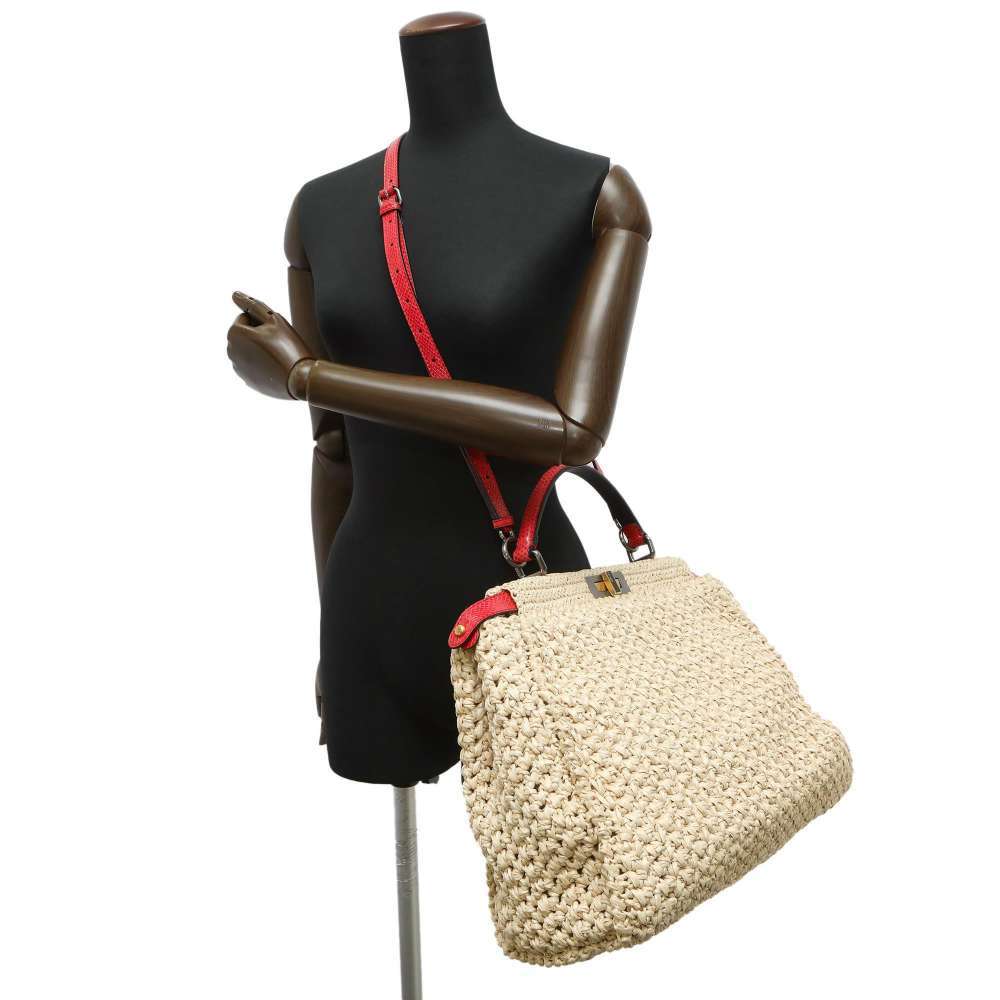 フェンディ ハンドバッグ ピーカブー ラージ パイソン ラフィア 8BN210 FENDI バッグ 2wayショルダーバッグ 【安心保証】_画像6