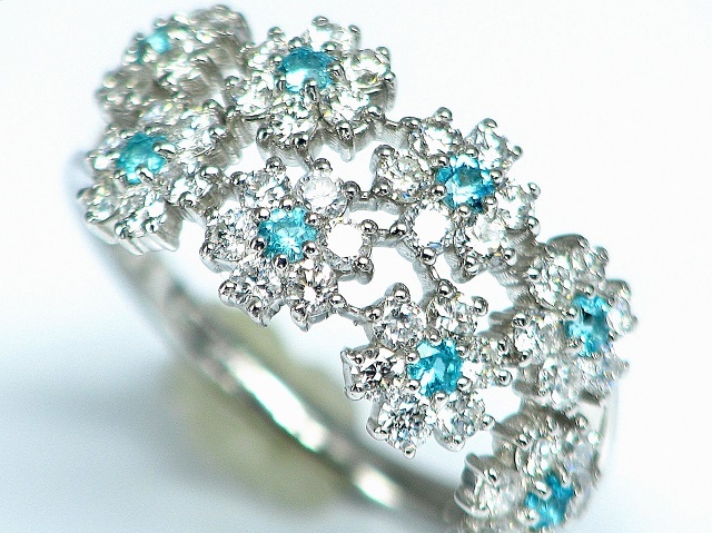 宝石屋本舗】天然パライバトルマリン0.19ct ダイヤモンド0.89ct PT950