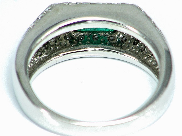 [ gem shop head office ] good quality natural emerald 0.66ct diamond 0.31ct PT900 9.0g ring (GRJ Mini . another card attaching )