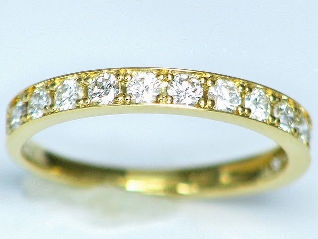 【宝石屋本舗】0.50ct（13石）ハート＆キューピッド　天然ダイヤモンドK18エタニティリング（宝石ミニ鑑別カード付）_画像1