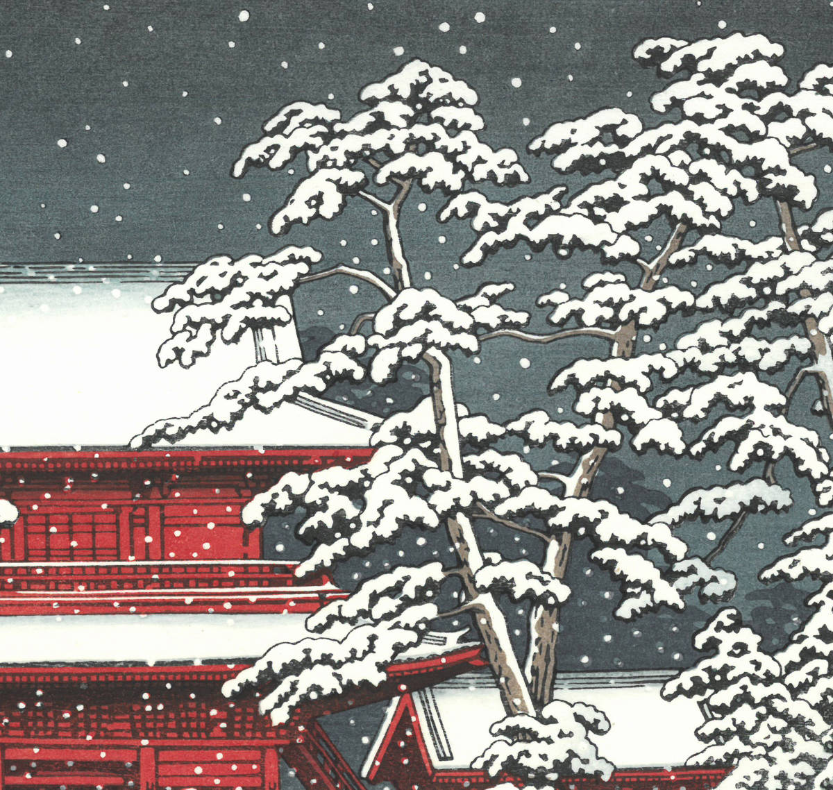 川瀬巴水 木版画 HKS-10 雪の増上寺 初版 1929年 昭和4 川瀬巴水 木版画 HKS-10 雪の増上寺 初版 1929年 昭和4