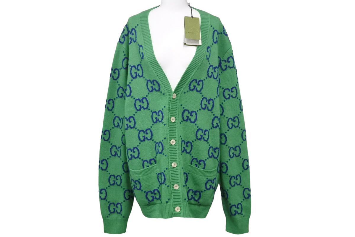 極美品 GUCCI グッチ ニットカーディガン ウール100% GG ロゴ-