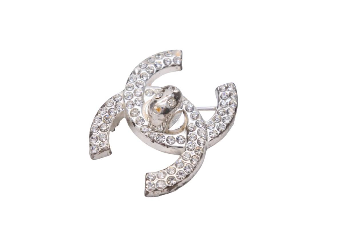 CHANEL シャネル ココマーク ラインストーン ブローチ アクセサリー 小物 装飾品 96A ヴィンテージ 11.4g シルバー 美品 中古 45505 正規品_画像5