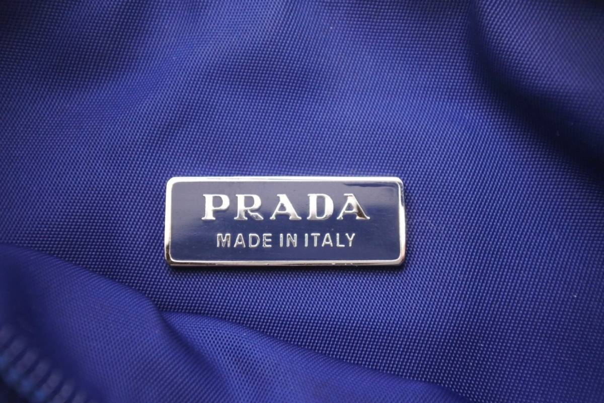 PRADA プラダ ホーボー　ヴィンテージ ハンドバッグ ミニ ナイロン 三角ロゴ　MV515 ブルー シルバー レディース 美品 中古 45562 正規品_画像5